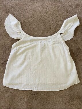 White Textured Flutter-Sleeve Tank Top